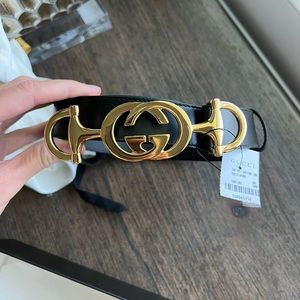 Gucci belt, black with gold hardware. NWT and box